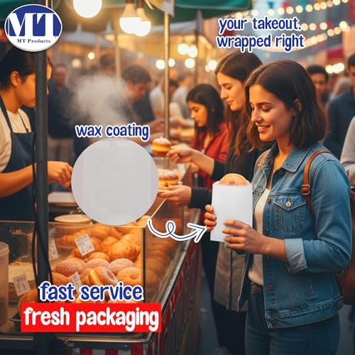 MT Products White Cookie Bags 6.5" x 8" - Disposable Grease Resistant Bakery Paper Bags - Pack of 1000 - Image 7
