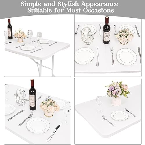 6 Pack Spandex Table Top Cover for 8FT Rectangle Tables, Stretch Fitted Tablecloth Washable Rectangle Table Covers with Elastic Edge for Indoor Outdoor Party Picnic Camping (30" W x 96" L, White) - Image 5