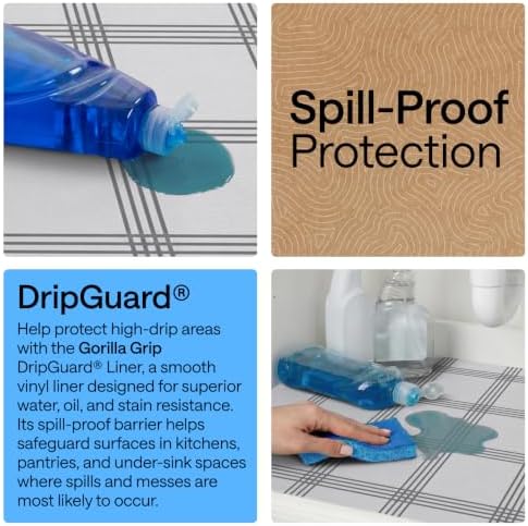 GORILLA GRIP Shelf Liner, Kitchen Drawer Protector, 17.5x240 Gray White - Image 3