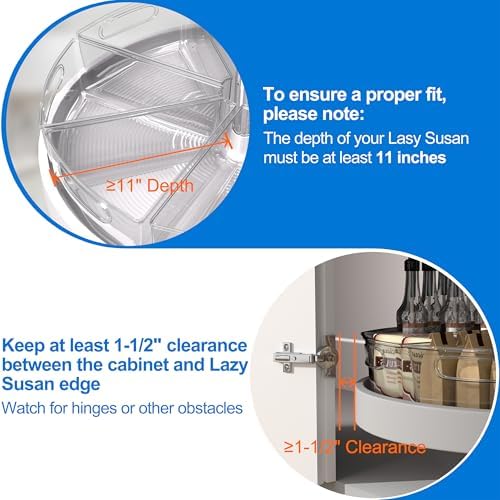 JOWBOOW Lazy Susan Organizer Bins for 28"-29" Diameter Corner Cabinet Lazy Susan, 8 Pack, Clear Plastic Cabinet and Pantry Storage Bin, 1/8 Wedge-Food Safe, BPA Free - Image 4