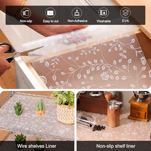 Cooyes Shelf Liner – Premium Non-Adhesive Cabinet & Drawer Liner for Kitchen – Waterproof Shelf Paper with Modern Pattern – Durable EVA Cabinet Mat – Easy to Cut （20" W x 360" L） - Image 4