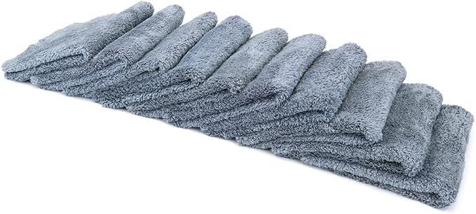 Autofiber Korean Plush Premium Edgeless Microfiber Detailing Towels - Pack of 10, Gray (16 inch x 16 inch) by Autofiber