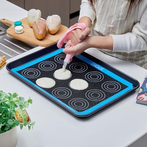 GUYDREMAT Perforated Silicone Baking Mat Set, 4 Pack with Choux, Eclair, Blank and 10-Inch Round Mats, Non-Stick Reusable Baking Sheets for Bread, Pastry, Cookies and Pizza - Image 2