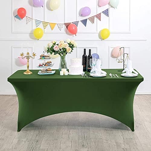 MDS® Pack of 20 Spandex Tablecloth 6FT Tight Fitted Stretch Table Cover – Washable Wrinkle-Free Reusable Elastic Patio Tablecloth for Wedding, Party, Banquet, Trade Show, Event Décor - Olive Green - Image 3