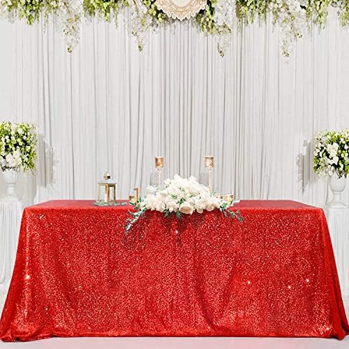 JYFLZQ Red Sequin Tablecloth Glitter Table Cover 50x50 Inch Square - Image 6