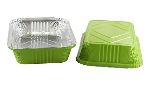KitchenDance 3.75 Pounds Colored Aluminum Pans with Plastic Lids - Aluminum Casserole Pans With Lids, Heavy Duty Foil Pans, To Go Aluminum Pans With Lids for Cooking, Freezing & Storage - 3227P - Image 6