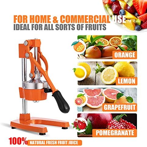 Commercial Heavy Duty Cast Iron Hand Press Manual Orange Citrus Lemon Lime Grapefruit Pomegranate Fruit Juice Squeezer Machine with Stainless Steel Cup - Image 4
