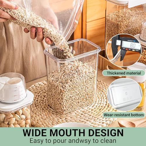 Cereal Storage Container-2PCS Airtight Kitchen Food Storage Organizers BPA Free Food Dispenser with Pouring Spout Handle for Rice Flour Pasta Grain, Pet Dog Cat Bird Food Storage Container (77.7oz） - Image 5