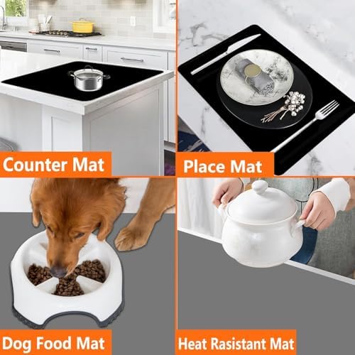 2Pack Large Silicone Mats for Kitchen Counter, 48''x32''(120cmx80cm) Heat Resistant Mat for Kitchen Island, Waterproof Multipurpose Countertop Protector, Black - Image 7