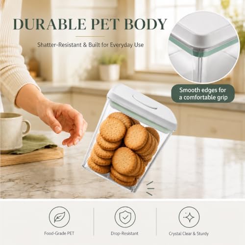 6-Piece Airtight Food Storage Containers, Clear Stackable Pop Lid | Two each of 0.5, 1.3 and 1.9 Qt; clear, stackable BPA-free food-grade pantry canisters with airtight one-touch pop lids set. - Image 4