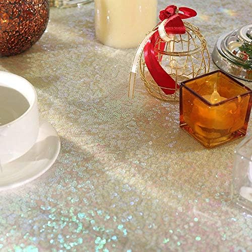 JYFLZQ Iridescent White Sequin Tablecloth 50x80 Inch Rectangle - Image 5