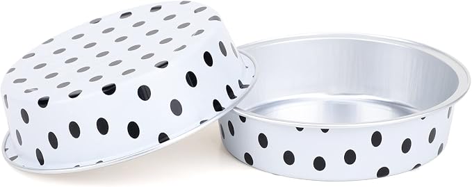 Beasea Mini Tart Pans with Lids 100 Pack, 4” 8oz Disposable Aluminum Baking Foil Tins Round Small White Black Dot Container for Individual Cupcake Dessert Muffin Ramekin Cheesecake Quiche Oven Dishes - Image 6