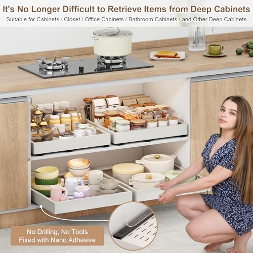 Fokyfok 2Pc Pull out Cabinet Organizer,11"-16"W,13"-17"D,Expandable - Image 6