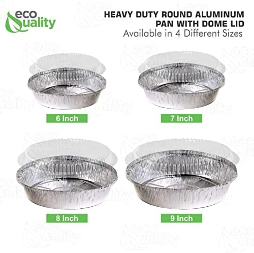 EcoQuality 7" Round Aluminum Foil Pans with Clear Lids - Disposable Containers with Foldable Walls for Pie Baking, Cooking, Serving, Reheating, and Storing - Freezer and Oven Safe Tart Pan 400 Pack - Image 4