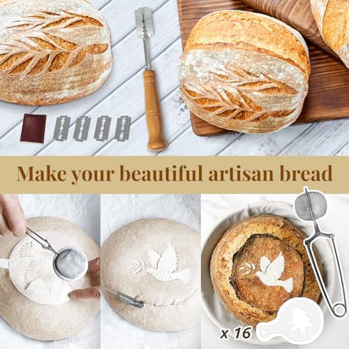 BAVIFY Sourdough Starter Kit, Banneton Bread Proofing Baskets Set | Complete Sourdough Bread Baking Supplies, Beginner Friendly Bread Making Kit, 9 in Round and 10 in Oval Rattan Banneton - Image 4