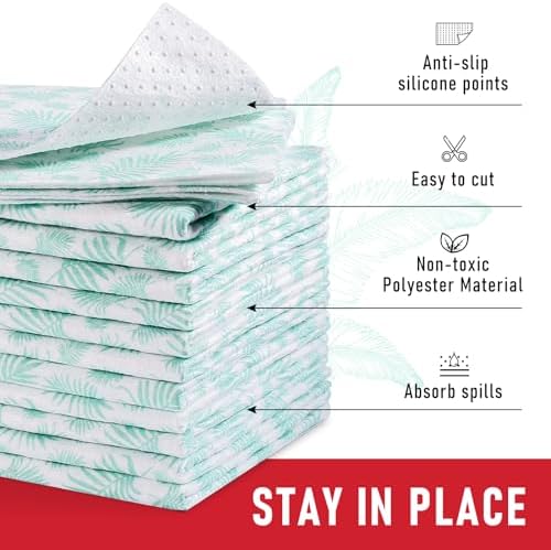 Cooyes Absorbent Refrigerator Liners, Non Slip Fridge Bin Liners and Mats Washable, Refrigerator Shelf Liner for Glass Shelves and Kitchen Cabinet Drawer, 12 Pack, 12" × 24" - Image 3