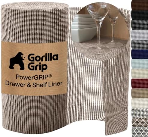 GORILLA GRIP powerGRIP Drawer Shelf and Cabinet Liner, 12" x20', Beige by Unknown