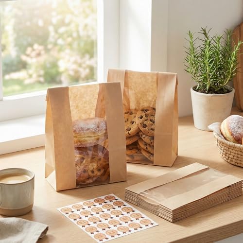 AmazingSpark 500 Pcs Sourdough Bread Paper Bags with Seal Stickers - Image 2