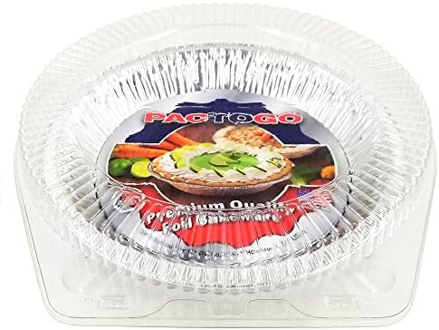 Pactogo Aluminum Foil Pie Pan (Actual Top-Out 9-5/8 Inches - Top-In 8-3/4 Inches - Vertical Depth 1-3/16 Inches) - Disposable Baking Tin Plates with Clear Plastic Hinged Containers (Pack of 12 Sets) - Image 6