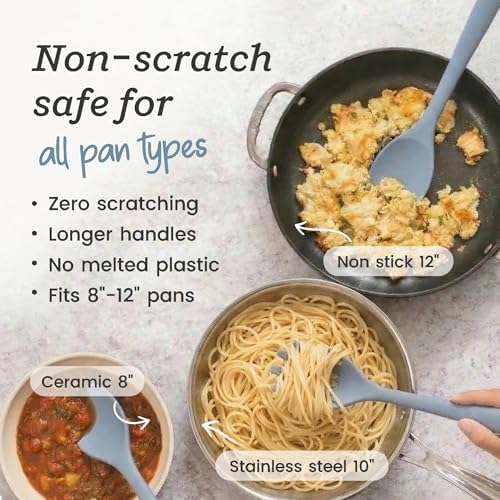 Starpack Like a Boss XL Silicone Cooking Utensils Set (6-Piece, 13.5") - LFGB Certified, 600°F Heat Resistant, BPA-Free - Heavy-Duty Steel Core, Dishwasher Safe - for Nonstick Cookware, Light Blue - Image 5