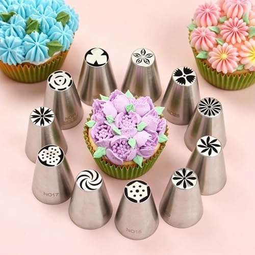 11 Pcs Small Stainless Steel Russian Flower Icing Tips Set - Image 2