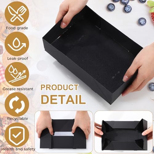 Chinco 300 Pieces Paperboard Kraft Food Trays 4 Corner Pop up Food Tray Disposable Foldable Cardboard Movie Night Snack Party Container Box for Holding Drink at Stadiums or Theaters (Black) - Image 6