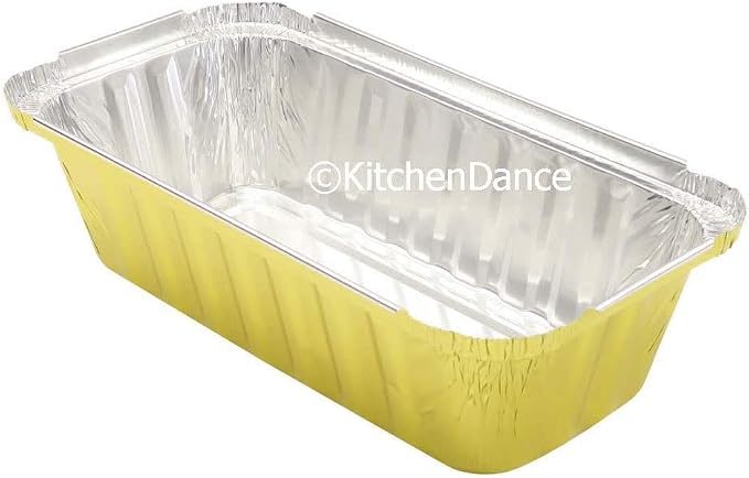KitchenDance Disposable Aluminum Closable Loaf Pans with Lids - 2 Pounds Aluminum Foil Pans for Cakes, Cobblers - Baking Pans Perfect for Baking, Storing, Preparing Food - 1850 (Gold, 1000) - Image 5