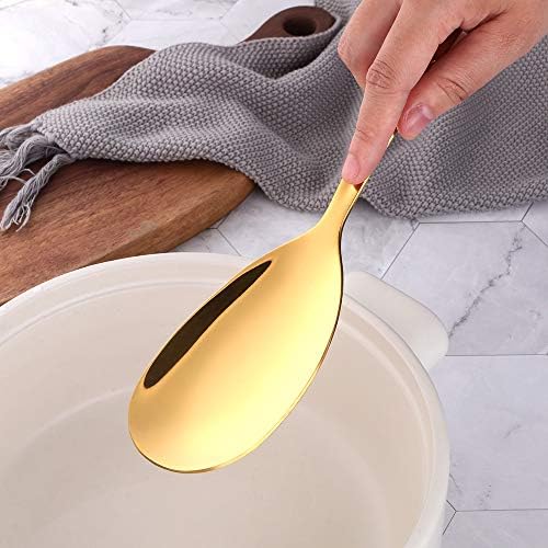 6 Pcs Gold Salad Spoon, Stainless Steel Titanium Plated Salad Servers Set Heavy Duty Mirror Polished Modern Spoons for Home, Kitchen and Restaurant(10.3 inches/26.2cm) - Image 7