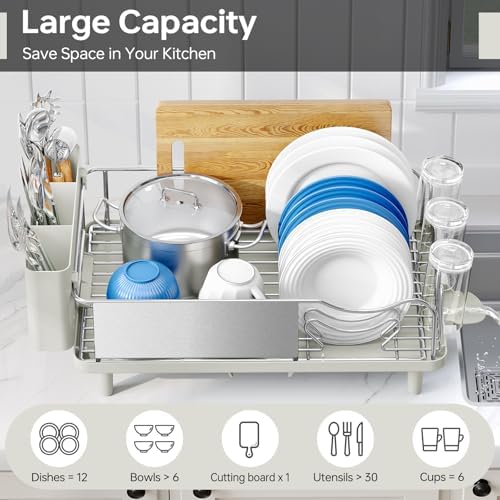 Urackify Dish Drying Rack, Stainless Steel Dish Rack for Kitchen Counter - Image 3