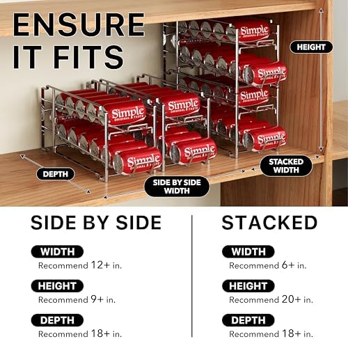 Simple Houseware 4-Pack Soda Can Stackable Rack Dispenser Organizer, Chrome | for Pantry/Refrigerator - Image 3