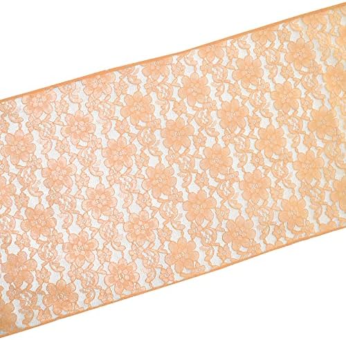 Zen Creative Designs 10 Pack Floral Lace Table Runner Sheer Lace Event Party Wedding Table Decor (12" by 144", Peach) - Image 2
