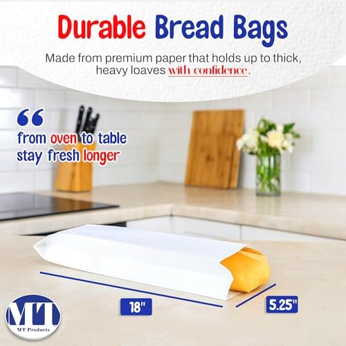 MT Products White Paper bread bags for homemade bread - 5.25" x 3.25" x 18" (Pack of 1000) - Made in the USA - Image 2