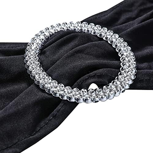 ManMengJi Black Chair Sashes, 50PCS Spandex Sashes Bows, Chair Cover Bands with Buckle Slider for Banquet, Party, Hotel Event Decorations - Image 2