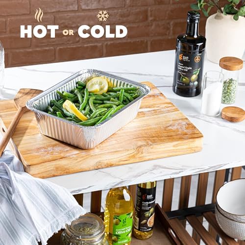 PLASTICPRO 25 Pack Aluminum Pans 8'' X 10" Disposable Pans with Covers Heavy Duty 5 lb Foil Pans for Baking and Cooking - Image 2
