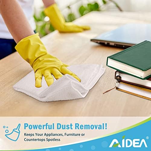 AIDEA White Microfiber Cleaning Cloth 50PK, Absorbent Cleaning Rags 12"x12" - Image 4
