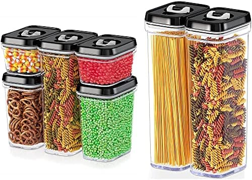 DWËLLZA KITCHEN Airtight Food Storage Containers Set - 7 PC Set - For Kitchen Pantry Organization and Storage - BPA-Free - Clear Plastic Canisters for Spaghetti, Noodles, Pasta, Snacks & Much More by DW%C3%8BLLZAKITCHEN