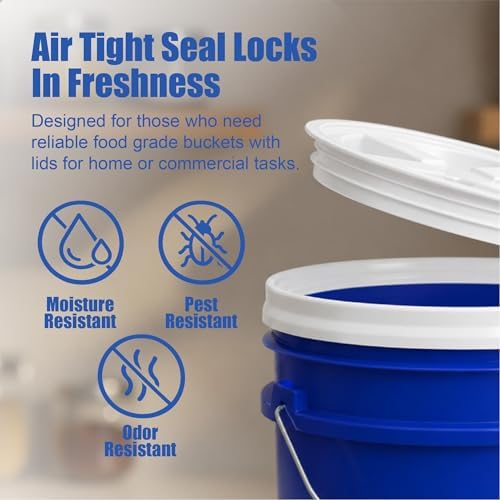 ePackageSupply 5 Gallon Bucket - Food Grade w/Lid BPA-Free, Blue/White, 3 | Airtight Gamma Seal Screw-On Lid, Heavy-Duty 90 Mil HDPE Plastic, Food Safe and Durable Container, Bulk Storage, Made in USA - Image 5