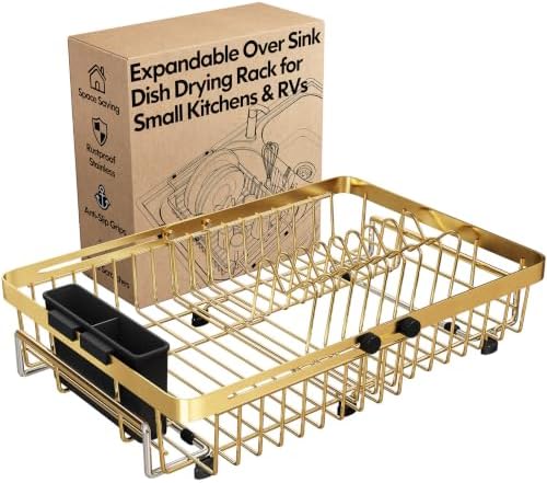 MAJALiS Gold Dish Drying Rack Over The Sink with Utensil Holder by MAJALiS