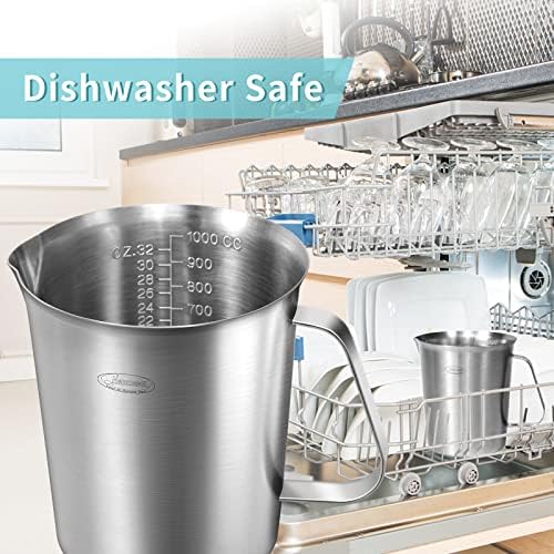 Newness 3 Pack Stainless Steel Measuring Cup, Metal Measuring Cup with Handle (Upgraded, 3 Marking Including Cup/ML/Ounce Scale) （700ML & 1000 ML & 1500ML) - Image 5