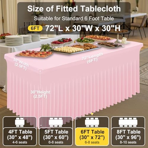 Smiry Spandex Elastic Fitted Table Cloth Skirt for 6FT Rectangle Table - Image 4