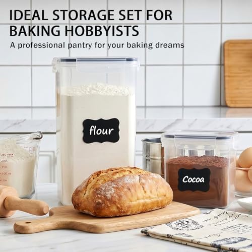 42 PCS Airtight Food Storage Containers with Lids, Plastic Kitchen and Organization Canisters for Cereal, Dry Food, Flour and Sugar, BPA-Free, PVC-Free, Includes Labels & Marker - Image 4