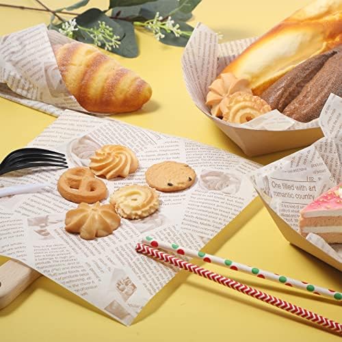 Spakon 1000 Pcs 3 Lb Paper Food Boats Set Disposable Serving Food Trays and Grease Proof Deli Liner, Heavy Duty Coated Paperboard for Snack Nacho, Taco, Hot Dog BBQ Party Picnic(Classical Newspapers) - Image 4