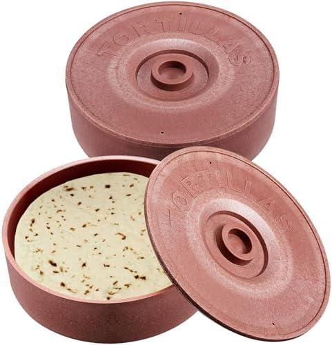 Sabary 2 Pcs Tortilla Warmer with Lid 8.5 x 2.4 Inch Robust Plastic Tortilla Holder Taco Keeper Pancake Waffles Food Container Microwave Save for Mexican Night Fiesta Party Home Restaurant Bar by Sabary
