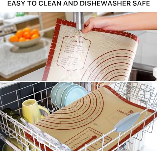 DANIA & DEAN 26"x16" Extra Thick Silicone Baking Mat for Pastry and Bread | Non-Slip & Non-Stick Mat with Measurements, for Pizza, Pie Crust, Dough Rolling, Pasta & Sourdough, Reusable Counter Sheet - Image 6