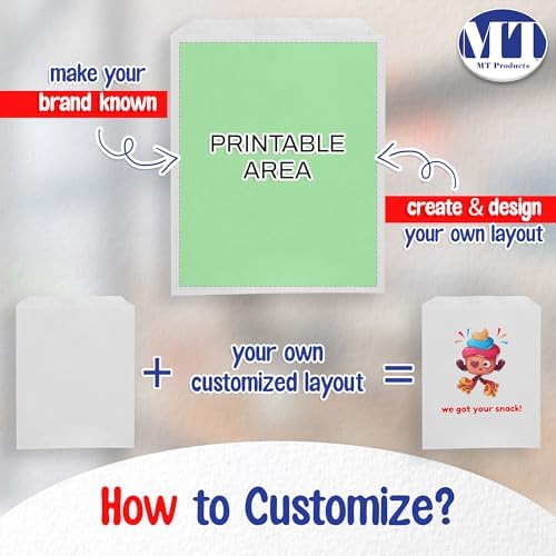 MT Products Custom Printed White Cookie Bags 6.5" x 8" - Personalized Grease Resistant Bakery Bags for Baked Goods - Image 3