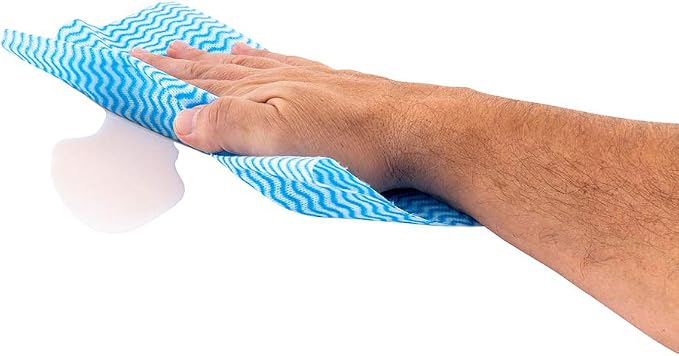 Restaurantware RW Clean 23.6 x 11.8 Inch Reusable Cleaning Cloths 10 Wipes All-Purpose Dish Wipes- Durable Machine-Washable Blue Viscose Disposable Cloths Pre-Cut Rectangle Restaurantware by Restaurantware