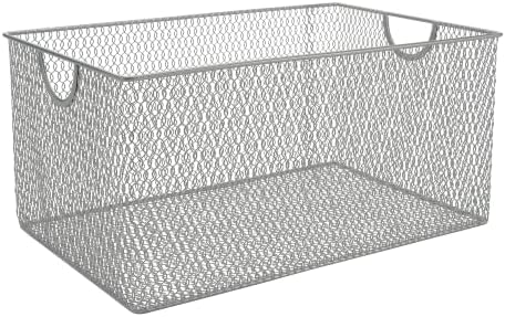 YBM HOME Kitchen Pantry Organizer Wire Basket for Shelves, Cabinets, Pantry, Countertop, Mesh Open Storage Bin Metal Basket for Organizing Food Supplies 12 x 7.8 x 5.8 by YBMHome