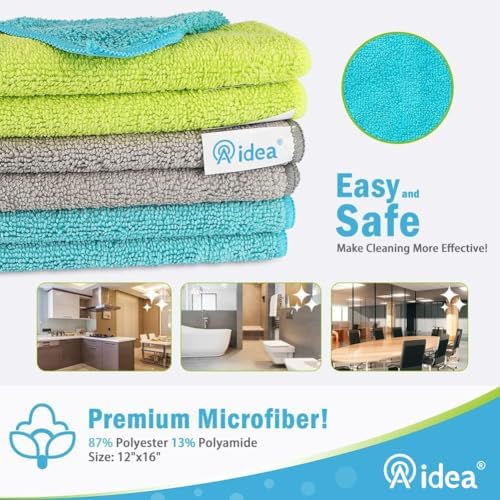 AIDEA Microfiber Cleaning Cloth-8PK, Microfiber Towels for Cars 12"x16" - Image 2