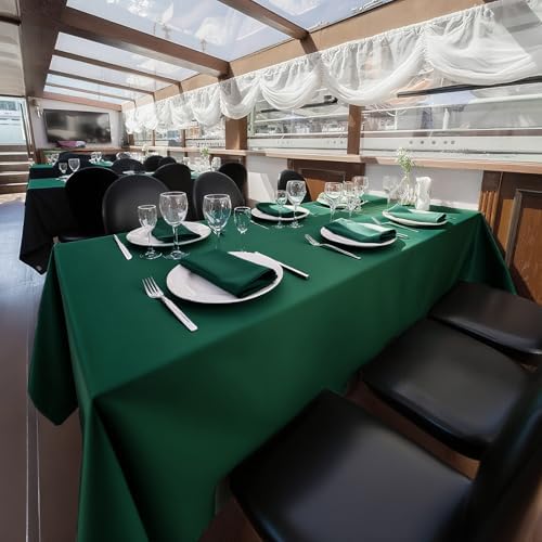 8 Pack Dark Green Rectangular Table Cloth 60 x 102 Inch for 6 Foot Table - Image 4