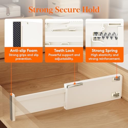 Lifewit 4" High Upgrade Drawer Divider, Adjustable Drawer Organizer Clothes - Image 3